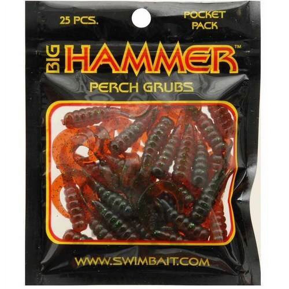 Big Hammer Perch Grubs, 1.75", 25pk, Motor Oil Green