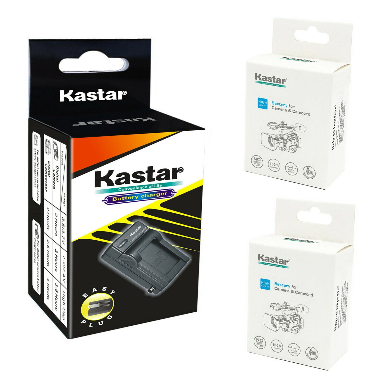 Kastar 2-Pack Battery and AC Wall Charger Replacement for JVC GZ-MG670 GZ-MG670B GZ-MG670BUS GZ-MG670US GZ-MG680 GZ-MG680B GZ-MG680BUS GZ-MG680US GZ-MG730 GZ-MG730AC GZ-MG730BUS GZ-MG730US GZ-MG740