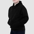 thumbnail image 4 of Zylarhe Boys Girls Sweatshirts Boys Fashion Winter Comfort Hooded Top Long Sleeve Solid Color Sweatshirt Outerwear Garment for Fall Season 7-8 Years Black, 4 of 7
