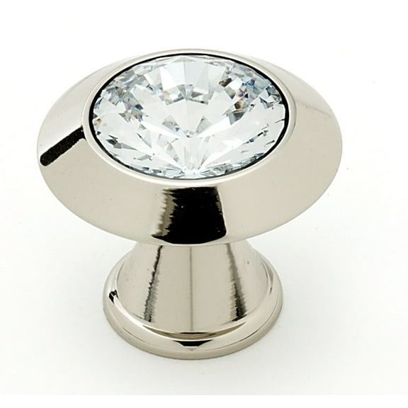 Alno 1 1/4" Art Deco Crystal Knob - Clear / Polished Nickel