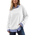 thumbnail image 2 of DYTTDG Women's Striped Color Block Sweatshirt | Crewneck Long Sleeve Oversized Pullover Tops with Curved Hem Casual Loose Soft Fall Winter Shirts, 2 of 8