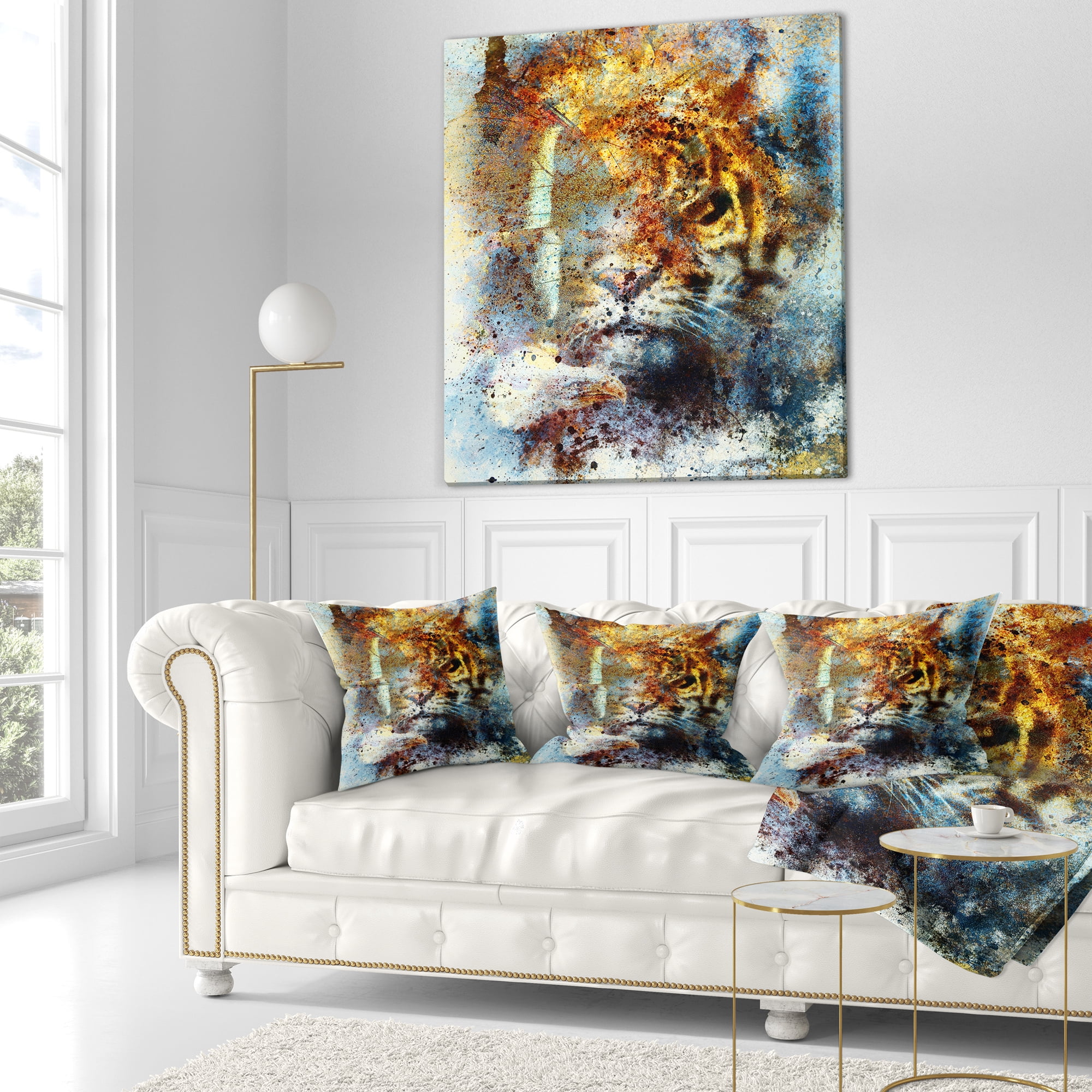 Designart Gentle Tiger Portrait - Animal Throw Pillow - 16x16