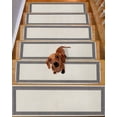 thumbnail image 2 of Stair Treads for Wooden Steps,Black Cream Greek Key Peel and Stick Stair Treads with Adhesive,Geometric Greece Ancient Rustic Non Slip Indoor Stairs Runner Rugs Mats for Elders Dogs 8"x30" 7PCS, 2 of 7