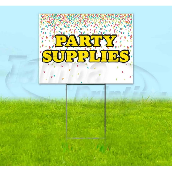 Party Supplies V3 (18" x 24") Yard Sign, Includes Metal Step Stake