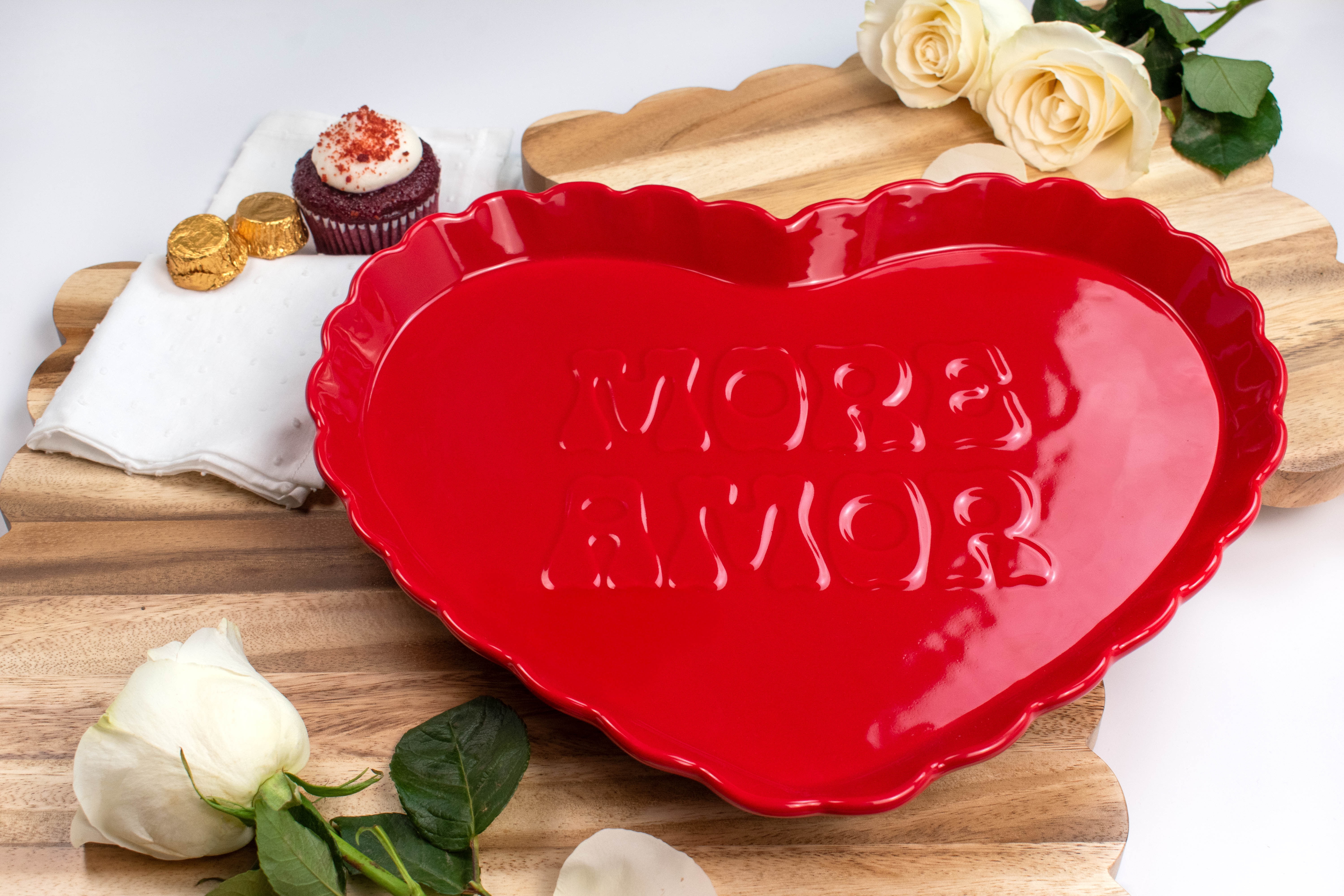 Way to Celebrate 1pk Red Ceramic Heart Serving Tray - Walmart.com