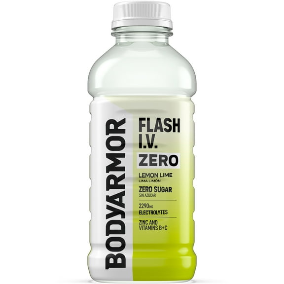 BODYARMOR Flash I.V. Zero Sugar Lemon Lime Electrolyte Sports Drink, 20 fl oz Bottle