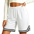 thumbnail image 5 of TEAJOPSUU Womens Plus Size Cotton Shorts Trendy Drawstring Double Pockets Shorts Summer Solid Workout Basketball Shorts M-5XL White, 5 of 8