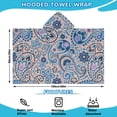thumbnail image 2 of Blue Paisley and Floral Pattern Hooded Bath Towel，60"x35" for Ages 3 To 12 Kids, Quick Dry Lightweight Soft Microfiber Hood Beach Towel Cover Up for Kids, 2 of 7