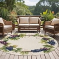 thumbnail image 5 of Summer Grape Wreath Round Area&nbsp;Rug 8ft Retro Watercolor Purple Grapes Green Leaf Linen Non-Slip&nbsp;Washable Circle Rugs Soft Felt Indoor Floor Mat for Bedroom Kitchen Living Room Bathroom, 5 of 9