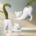 thumbnail image 4 of Maceta Suculenta Con Forma Gato Cerámica Lindos para Del Hogar() Color Blanco, 4 of 9