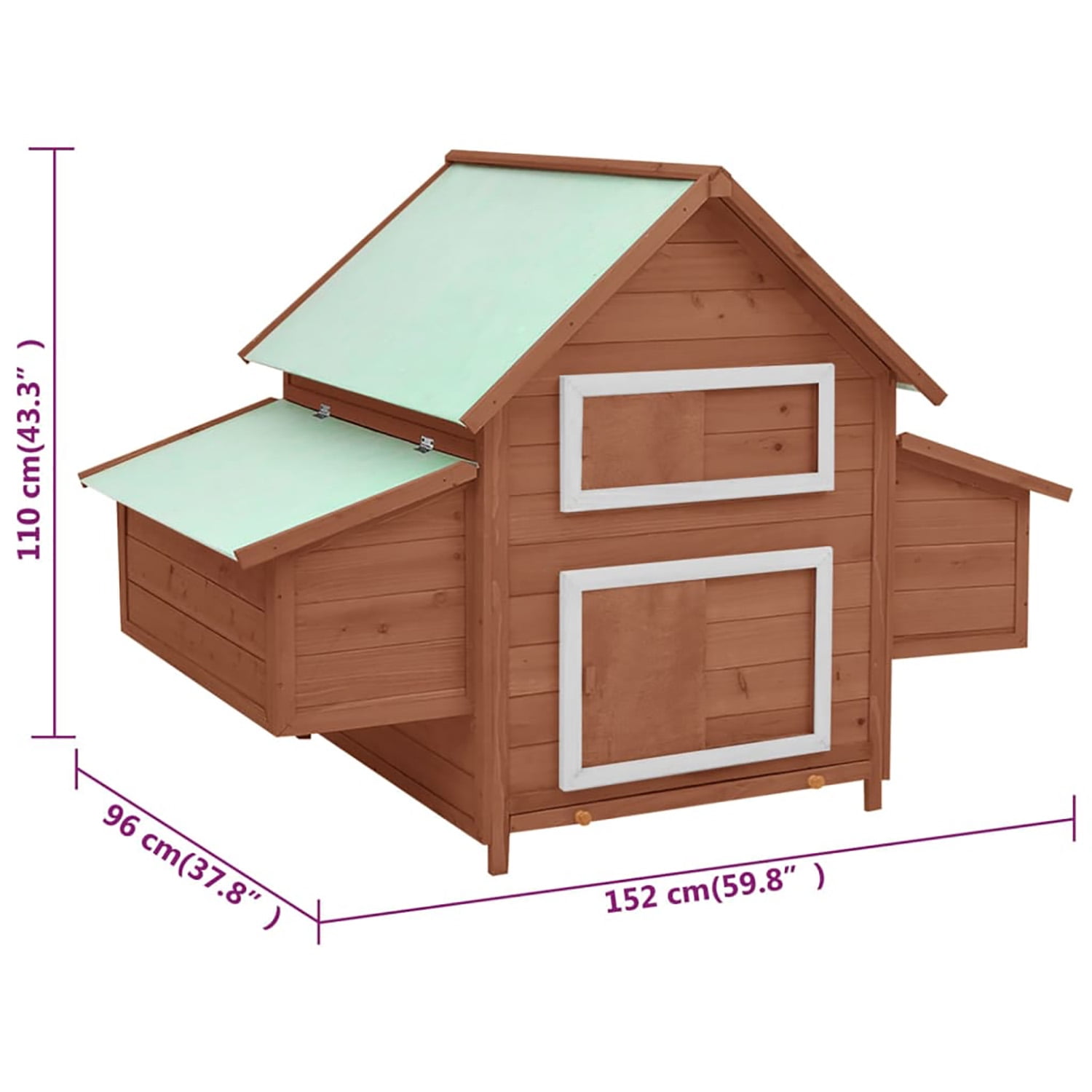 Pefilos 59.8" Wooden Rabbit Hutch Outdoor for Water-Resistant Roofs, Rabbit Cages for Indoor, Large Hen House with Nest Boxes, Brown Pefilos 59.8" Wooden Rabbit Hutch Outdoor for Water-Resistant Roofs, Rabbit Cages for Indoor, Large Hen House with Nest Boxes, Brown