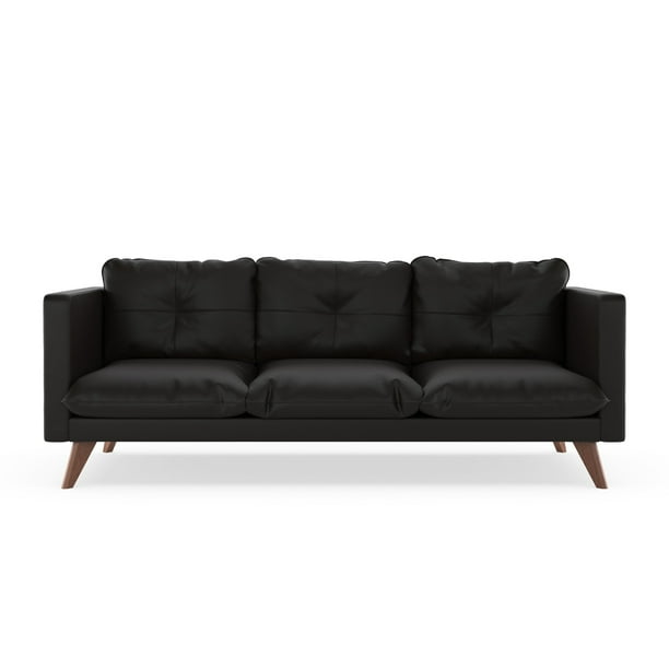 Kaleb Sofa Vegan Leather Onyx Com Kaleb Sofa Vegan Leather Onyx, Kaleb Tufted Leather Sofa Bed