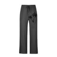 thumbnail image 5 of Pantalones largos de lino para hombre, pantalones holgados de playa con estampado hawaiano, cintura elástica y cordón ajustable, estampado en caliente., 5 of 5