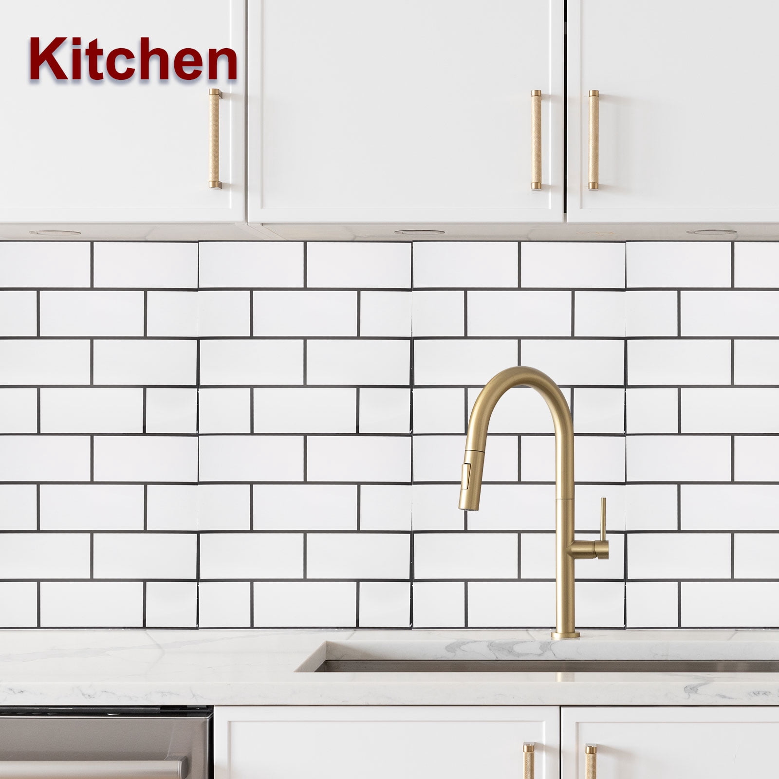 Uxcell 20Pcs Peel and Stick Marble Tiles, Waterproof Wall Panel Backsplash, 12"x12" Peel and Stick Shower Tiles for Bathroom, White Brick Design