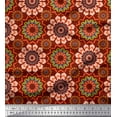 thumbnail image 1 of Soimoi Tissu de Crêpe de polyester Rouge Mandala Multicolore Tissu Imprimé 1 Yard 42 Inch Wide, 1 of 5