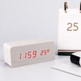thumbnail image 4 of Reloj de madera Reloj digital LED Creativo Carga inalámbrica Termómetros electrónicos Reloj despertador Fuente de alimentación dual Función de control de voz Alarma de carga inalámbrica, 4 of 6