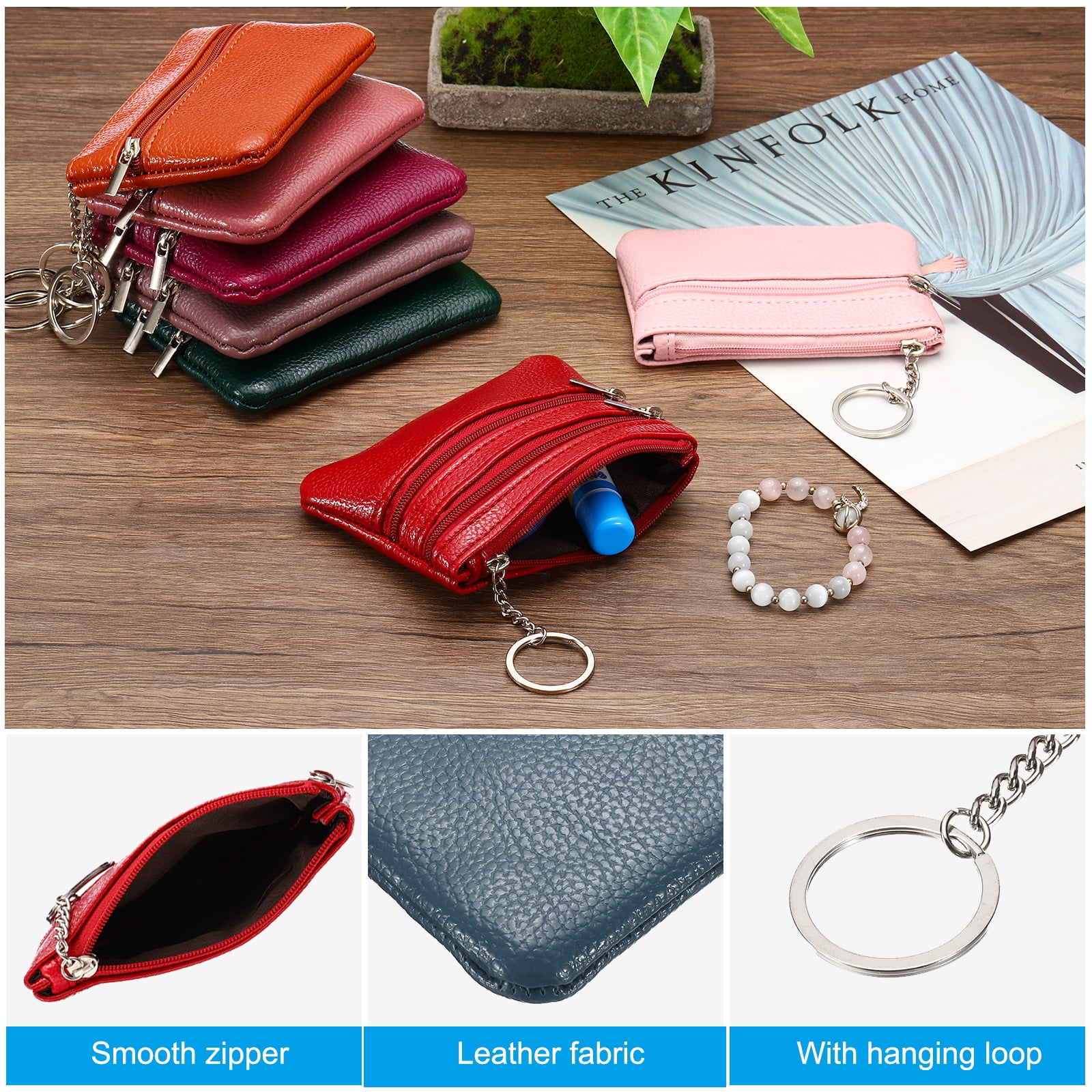 Unique Bargains Leather Change Purses Small Organizer Bags Navy Blue