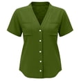thumbnail image 7 of Yievot Womens Button Down Shirts Blouses V Neck Short Sleeve Relaxed Fit Summer Tops with Pockets, 7 of 7