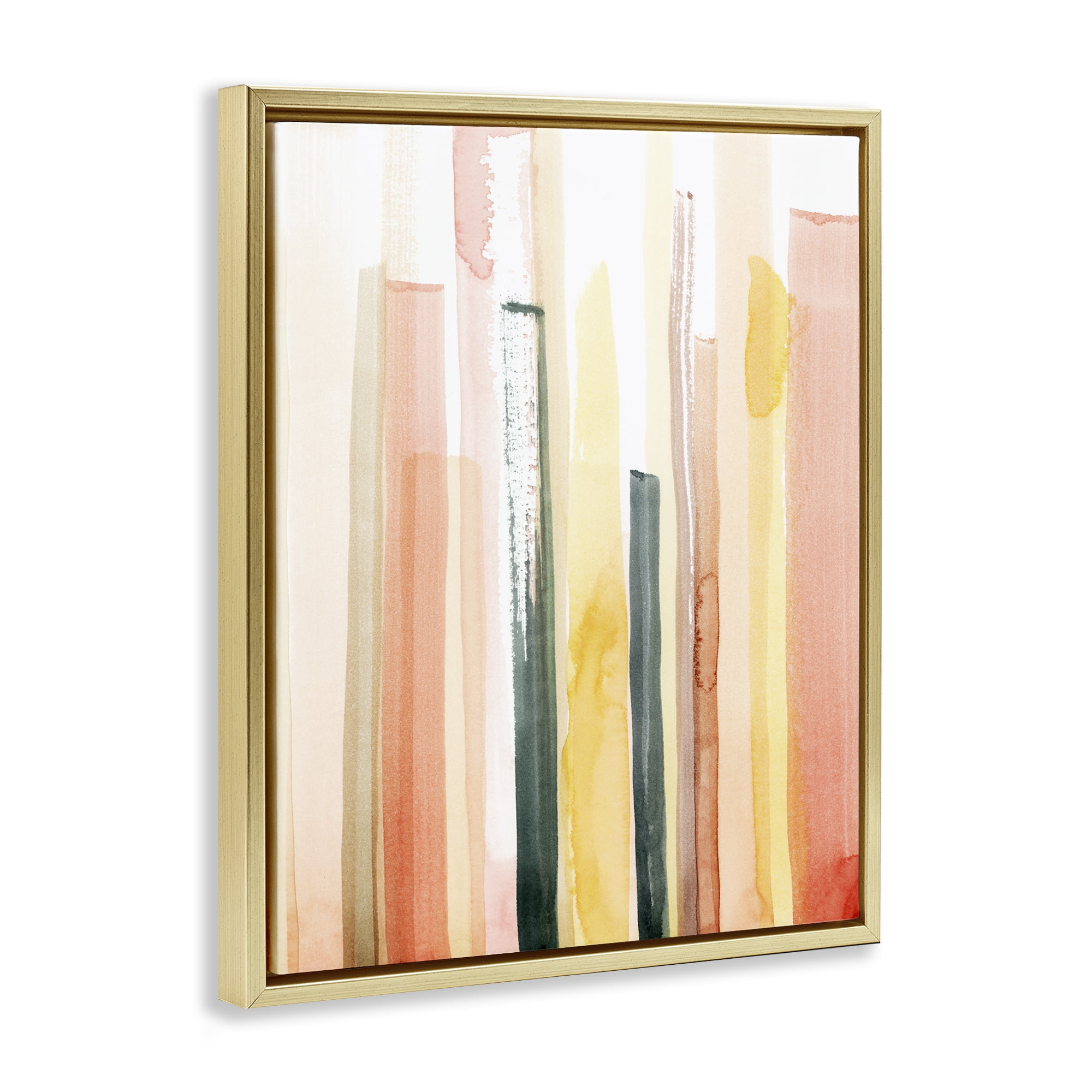 Stupell Industries Coral Reach Watercolor Abstract Painting Gold Floater Framed Canvas Art Print Wall Art, 25 x 31