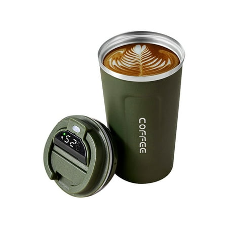 

Chamat 510Ml Smart Thermo Bottle for Coffee LED Temperature Display Thermal Mug Insulated Tumbler Coffee Cup Green