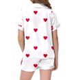 thumbnail image 4 of Toddler Silk Pjs for Kids Valentine Pjs Short Sleeve Heart Button Down Loungewear Girls Silk Pajamas Size 3-4 Years, 4 of 4