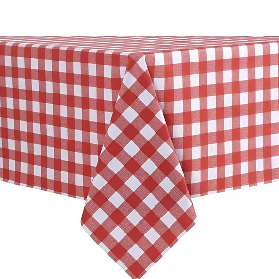 AUQ Checkered Vinyl Rectangle Tablecloth-54 X 78 Inch-100% Waterproof Oil Proof Spill Proof Pvc Table Cloth,Wipe Clean Table Cover for Dining Table,Buffet Parties and Camping,Red and White
