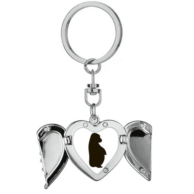 Black Orangutan Animal Portrayal Heart Angel Wing Key Chain Holder