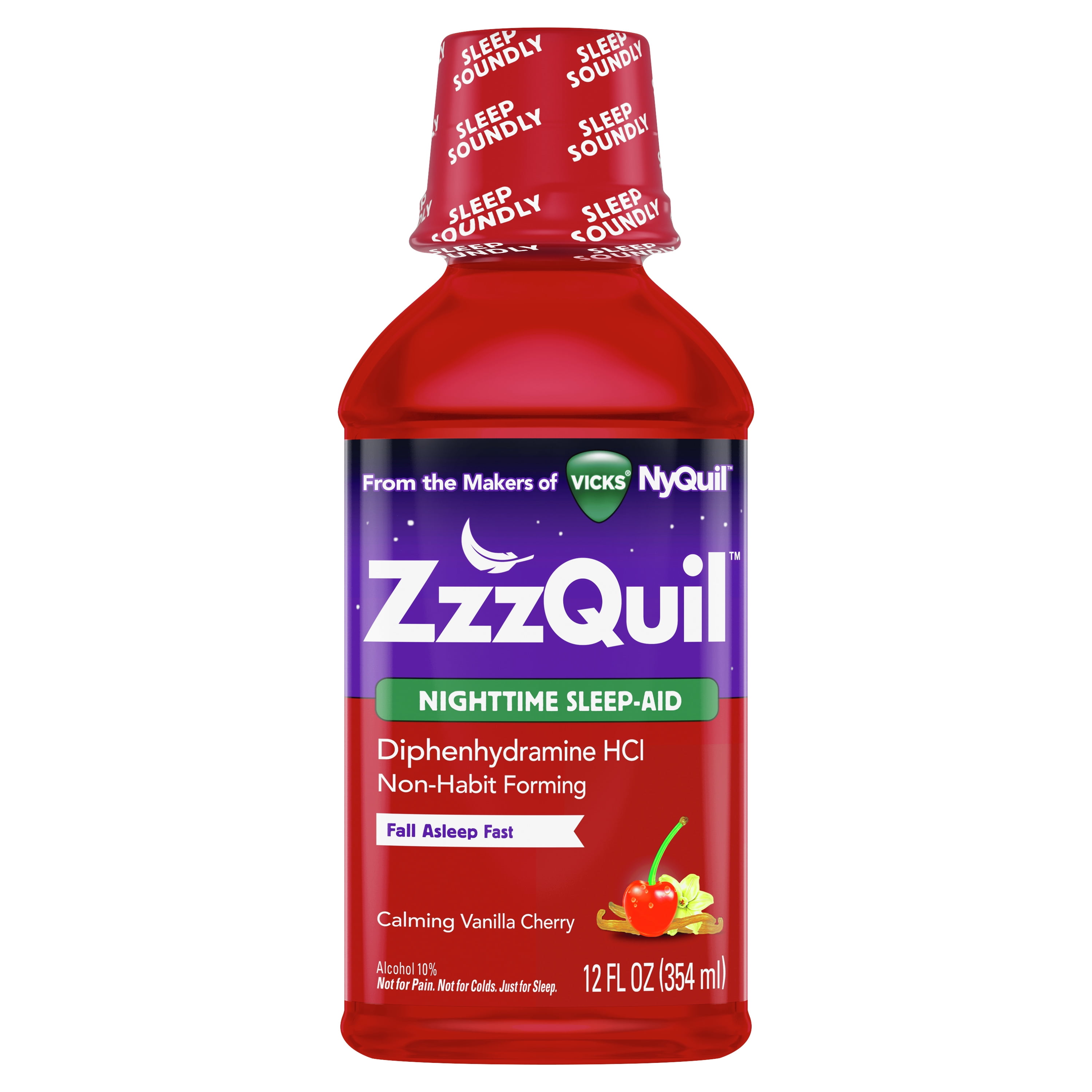 Vicks ZzzQuil Nighttime Sleep Aid Liquid, Vanilla Cherry, 12 fl oz