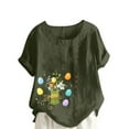 thumbnail image 2 of Daisyyozoid Chandail en Molleton Drôle de Pâques pour Femmes Été Oversize Décontracté Col Rond Manches Courtes Imprimé Floral Ample, 2 of 5