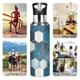 thumbnail image 7 of Yayeee 20oz Insulated Water Bottle Double Wall Stainless Steel with Flip Straw Lid, Dark Blue Hexagon Patterns, 7 of 7