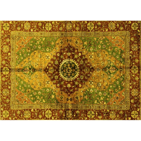 Ahgly Company Indoor Rectangle Persian Yellow Traditional Area Rugs, 3' x 5'