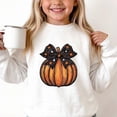 thumbnail image 2 of Tween Kids Pumpkin Bow Print Graphic Sweatshirts Girls Long Sleeve Crewneck Pullover Tops Youth Fall Harvest Outfits Slouchy Drop Shoulder Sweaters Casual Wear, Size 11-12, 2 of 5