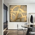 thumbnail image 4 of Handmade Golden Color Painting Canvas work Intersecting Elegance Gold Grey Abstract Crossroads Textured Painting Wall Art, 4 of 8