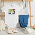 thumbnail image 3 of Retro Classic MTV TV Static Logo Romper Boys or Girls Infant Baby Brisco Brands NB, 3 of 6