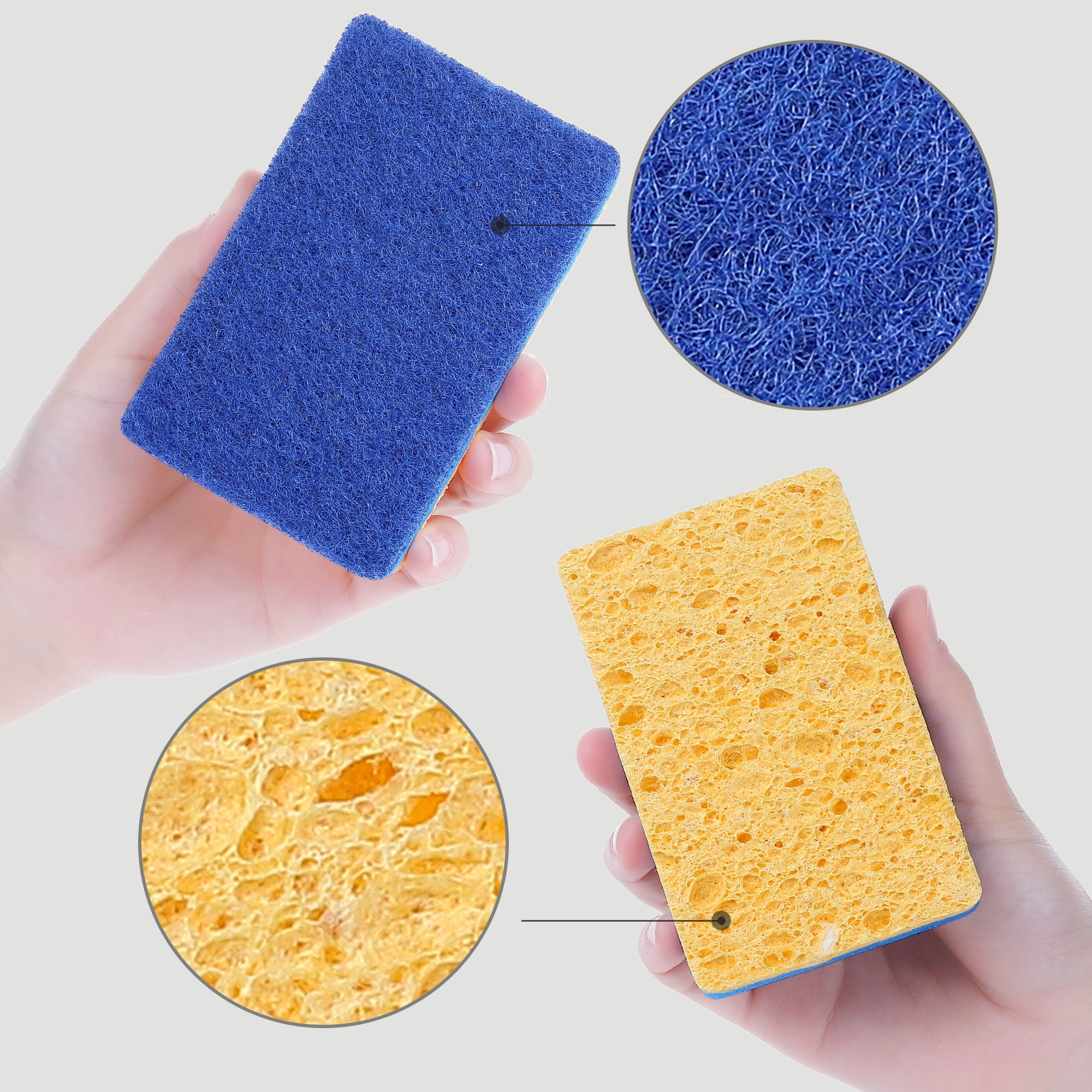 Unique Bargains Non-Scratch Scrub Dish Sponges Dual Sided Cleaning Sponges Blue 10 Pcs