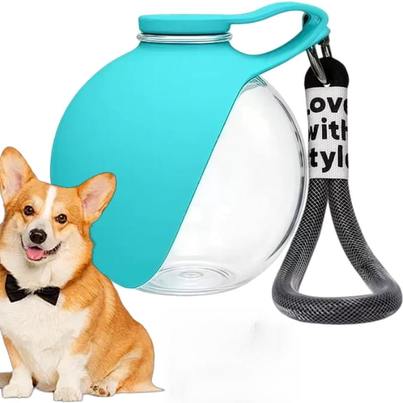 Portable Dog Water Bottle, Plastic Travel Dog Water Bottle with Foldable Silicone Bowl, Leak-Proof Pet Bottle for Water & Food, Water Dispenser for Dogs Walking Hiking Camping