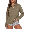 thumbnail image 5 of Long Sleeve Polo Shirts for Women Button Collared Golf Tops Solid Color Breathable Tees, S, 5 of 5