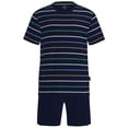 thumbnail image 1 of GÖTZBURG Pijama corto para hombre, cuello redondo, rayas, algodón, pijama Azul 2XL (XX-Large), 1 of 3