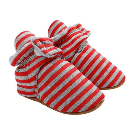 

TOWED22 Baby First Walking Shoes Boy Stay Warm Non-Slip Baby Winter On Shoes Fleece Bootie Slipper Crib Infant Girl Baby Shoes Red