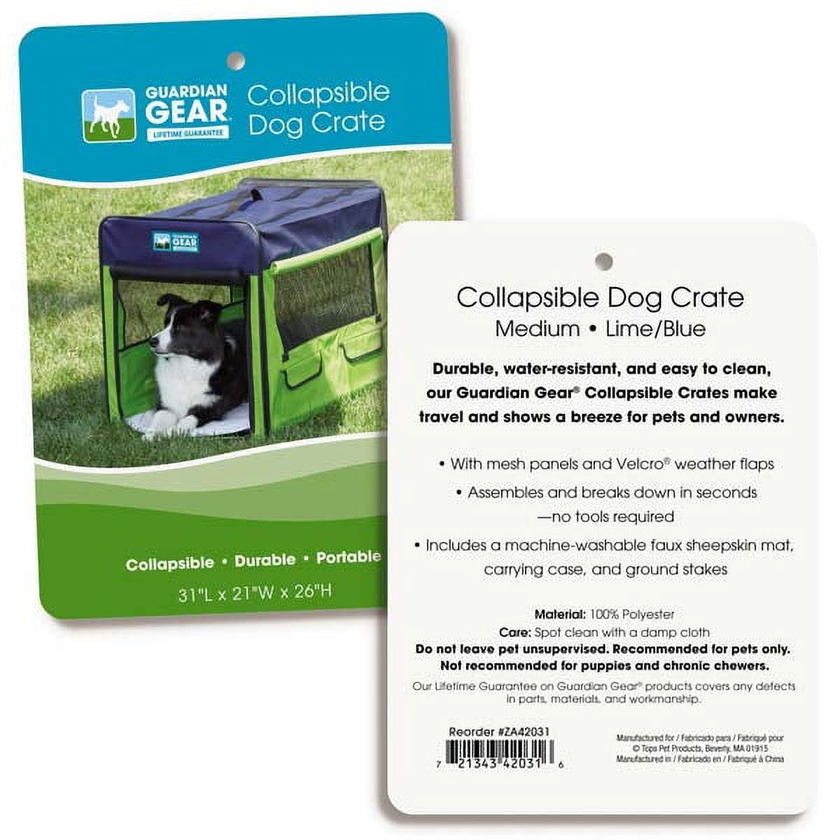 Collapsible Dog Crate Portable Pet Travel Colorful Mesh Panel Window Choose Size (Medium 31”L x 21”W x 26”H (Lime Green/Blue))
