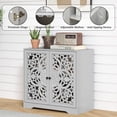 thumbnail image 4 of Accent Cabinet with Hollow Carved Door for Entryway Hallway, Gray Sideboard Buffet Cabinet, Storage Cabinet for Living Room, 4 of 8