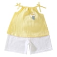 thumbnail image 4 of Toddler Girl Outfits 2 Piece Floral Print Sleeveless Scoop Neck Vest Tops And Shorts Casual Wear Girls' Clothing Sets Yellow 12 Months-18 Months, 4 of 4