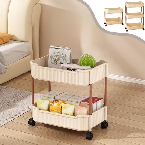 Trolley Rack, Small Storage Bed, Living Room, Snacks, Bedroom, Bathroom, Foldable, Metal Frame, 2-Tier Design, For Dorm