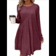 thumbnail image 1 of Vestido de Mujer de Larga, Cuello Redondo, Cintura Alta y Cintura Irregular. Vino Tinto S, 1 of 8