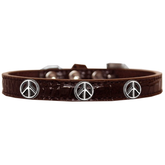 Mirage Pet Products Peace Sign Widget Croc Dog Collar Chocolate Size 20
