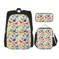thumbnail image 1 of Easygdp Colorful Dinosaurs Mochila para Niños y Niñas con Set de Caja de Almuerzo y Estuche para Lápices 3 en 1, Mochila Escolar Estampada para Adolescentes, 1 of 7