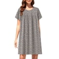 thumbnail image 3 of MEICHEN Women's Summer Sleepshirts Cotton Silk Short Sleeved Sleep Dress for Middle Aged Women New Loose Fitting Home Wear Elderly Sleepwear Plus Size Dress, 3 of 5