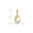 thumbnail image 4 of 14k Yellow and Rhodium Teardrop Pendant with Palm Tree Sun and Waves for Women, Tropical Beach Scene Charm, Summer Coastal Ocean-Inspired Travel Jewelry, 4 of 6
