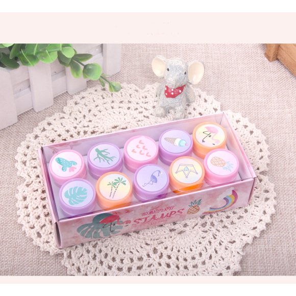 10 Timbres en Boîte Jouet Amusant Mignon pour Enfants Dessin Animé Grue Rose
