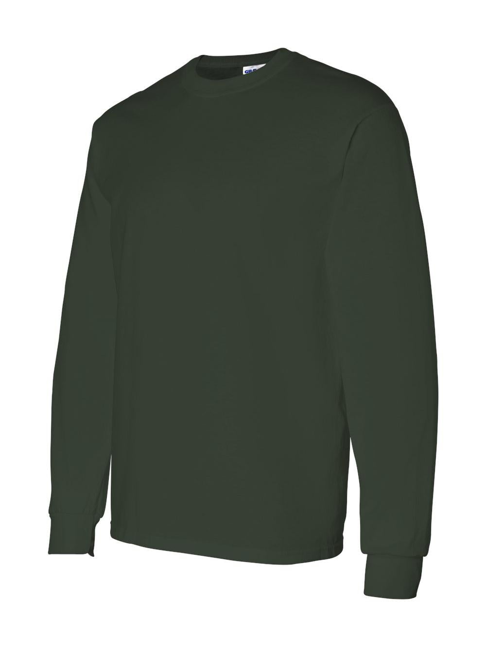 Gildan Men's Ultra Cotton Long Sleeve T-Shirt, 2-Pack, Navy & Forest Green, Large